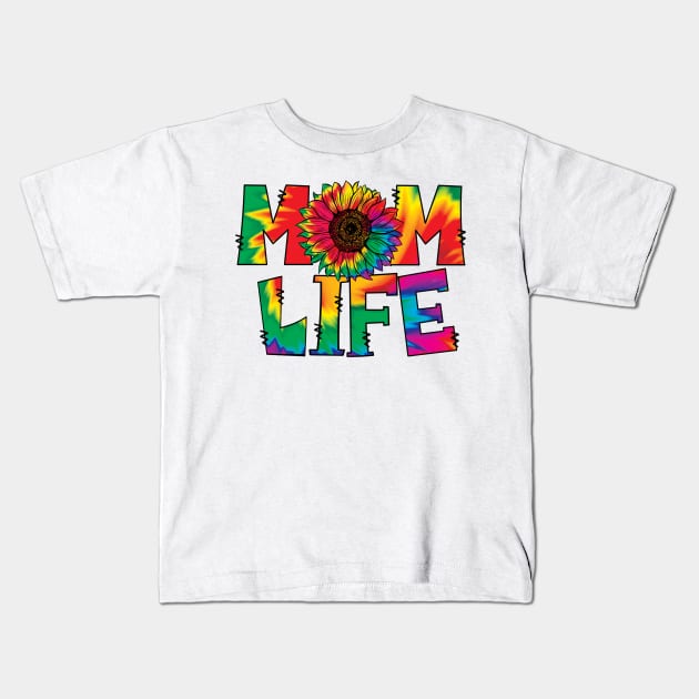 Tie dye sunflower mom life Kids T-Shirt by Samphelinshop